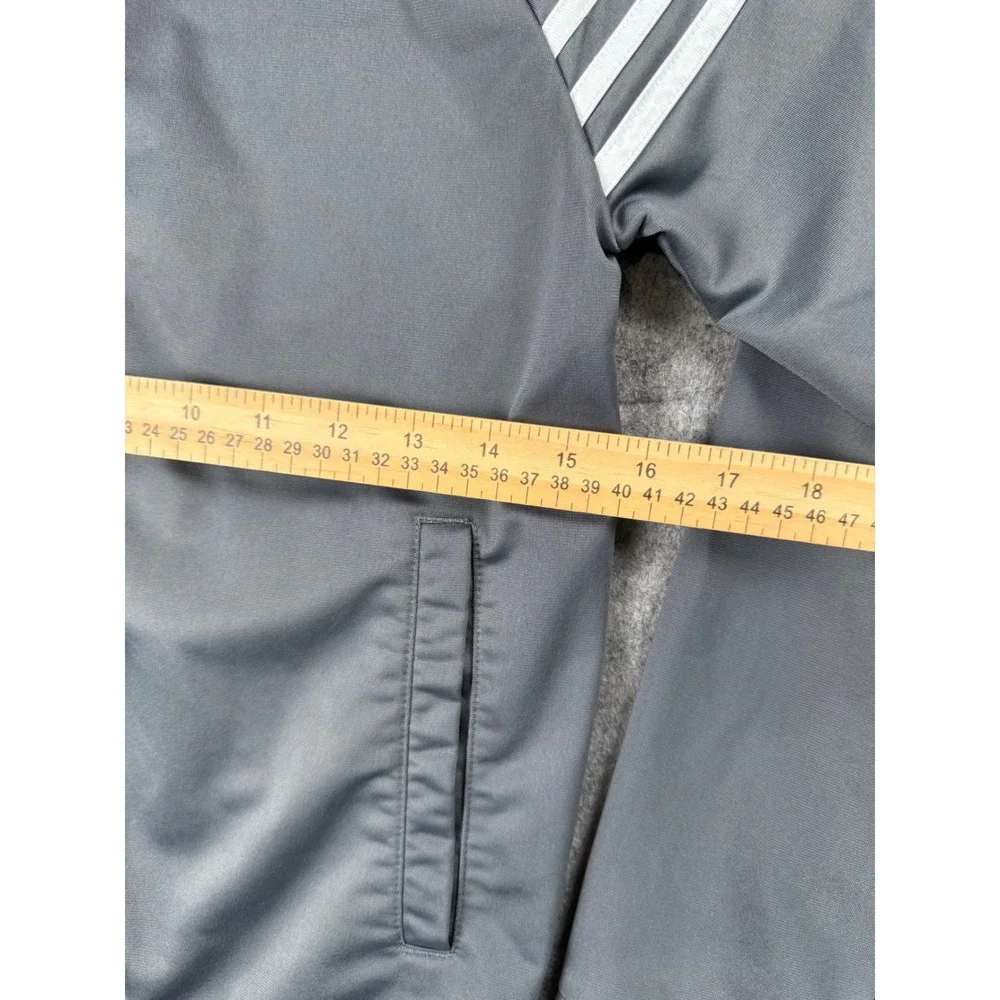 Adidas Kids Gray Track Jacket Full Zip 3-Stripe Performance Size M 10/12